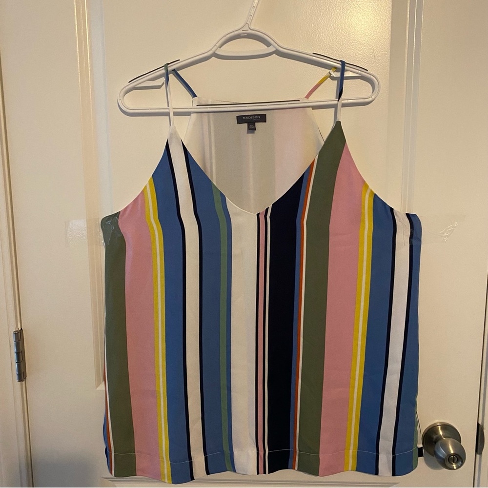 Colorful Striped Women's Top Size XL By Madison